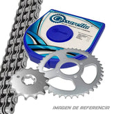 Kit De Arrastre Casarella Boxer Platino 100 4h(Pt42c-Pd14c-428-H-122-C) Cadena Niquelada